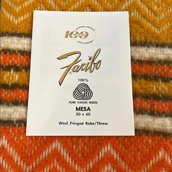 Vintage NEW IN ORIGINAL BOX FARIBO  Mesa wool blanket/throw. 50 x 60. 100% WOOL - Picture 2 of 10